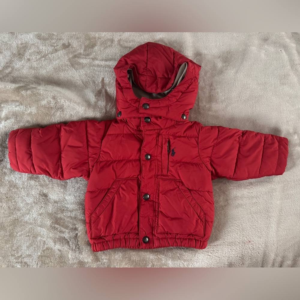 Polo by Ralph Lauren Bright Red Kids Puffer Coat with Hood